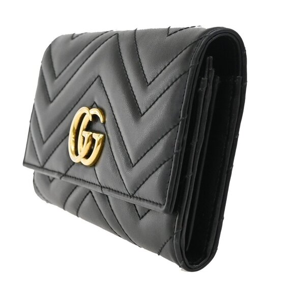 GUCCI Marmont Continental GG Long Bifold Wallet Leather Black GHW 81TA043 - Picture 14 of 16